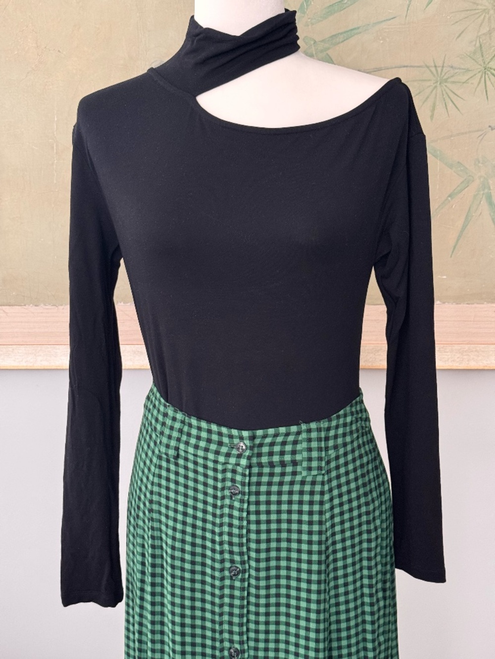 Yoox Black Cut Out Long Sleeve Jersey Turtleneck Top